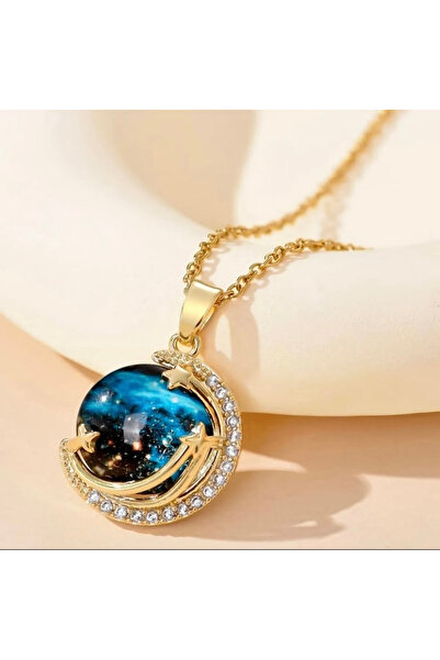 Myla ''Kızıma'' Yıldızlı Gökyüzü Gezegen Kadın Kolye Anlamlı Notlu ve Hediye Kutulu