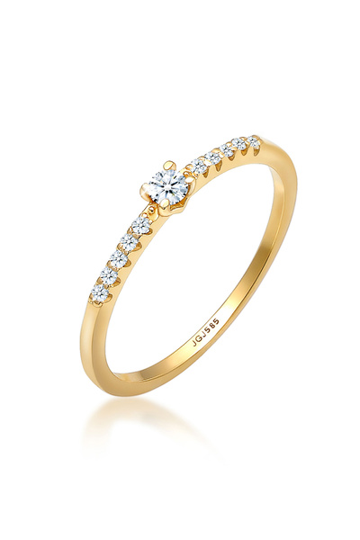 ELLI Ring Damen Geo Microsetting mit Diamanten (0,11 ct.) in 585 Gelbgold