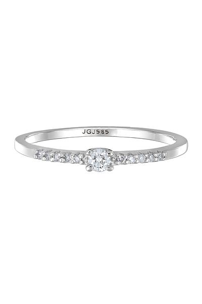 ELLI Ring Damen Verlobung Funkelnd mit Diamant (0,11 ct) in 585 Weißgold