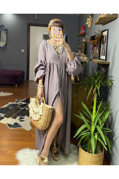 MODAGK Comfortable Cotton Seersucker Dress