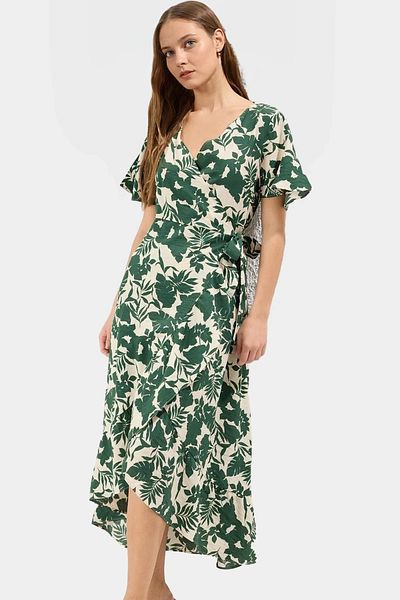 PayBuy Shawl Patterned Midi Length Double Breasted Viscose Dress Summer Comfortable Casual Style Trendy Design and Stylish