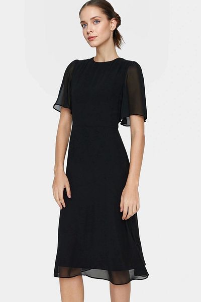 PayBuy Chiffon a Line Midi Dress Angel Sleeve Summer Casual Elegantane Design Trend