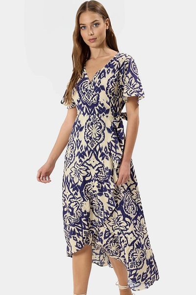 PayBuy Shawl Patterned Midi Length Double Breasted Viscose Dress Summer Comfortable Casual Style Trendy Design and Stylish