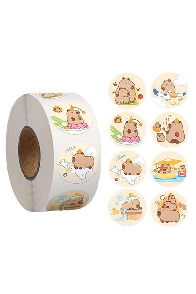 Choice D-1inch 500pcs Capybara Stickers Roll 1'' Cute Animal Stickers For Kids Stickers,teacher Reward Supp