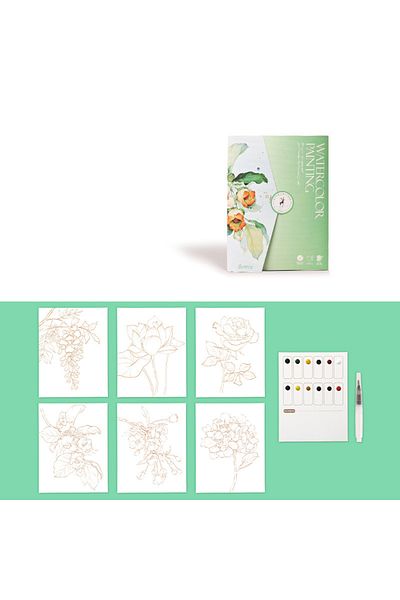 Choice Green 6 Creative Watercolor Painting Sets, Including Watercolor Paper And Pigments For Artistic Pain
