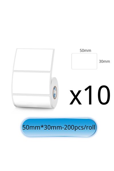 Choice 50x30mm-10rolls Sinmark White Sticker 3/6/10 Rolls Waterproof Paper Adhesive Label Anti-oil Use For