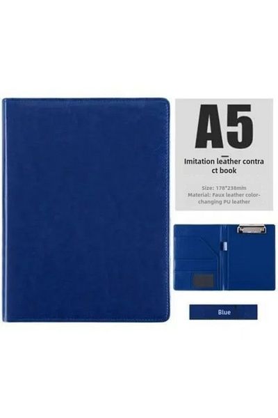 Choice Blue A5 File Clipboard Man Pu File Folder Portfolio Business Document Holder Metal Clipboard Pad Doc