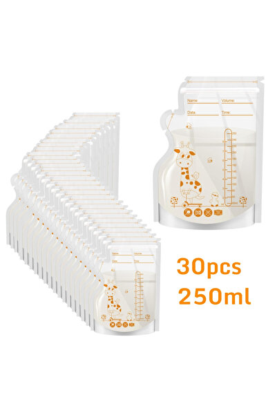Choice 30 قطعة 250 مل 100 قطعة حقيبة تخزين حليب الأم ذاتية الوقوف حاويات تخزين طعام الأطفال بدون تسرب الحليب F