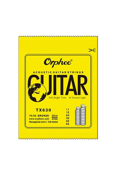 Choice Tx630 Orphee Acoustic Guitar String 6pcs/set Hexagonal Core Full Bright Tone Folk Guitar String Tx62