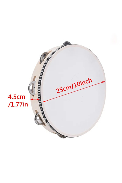 Choice Y01099-10 بوصة دف خشبي قطعة واحدة 4/6/8/10 بوصة حافة بيج مع أجراس معدن...