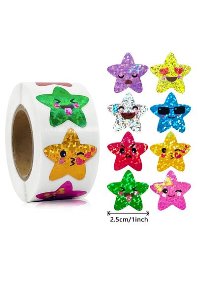 Choice Smile 3 Rolls 500pcs Holographic Venus Sticker For Children's Reward Laser Stickers Wall Crafts Clas