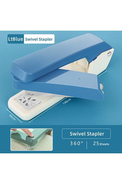 Deli Light Blue 24/6 Staples Durable Stapler Swivel Stapler Manual Office Paper Binding Tool Stapling Mac