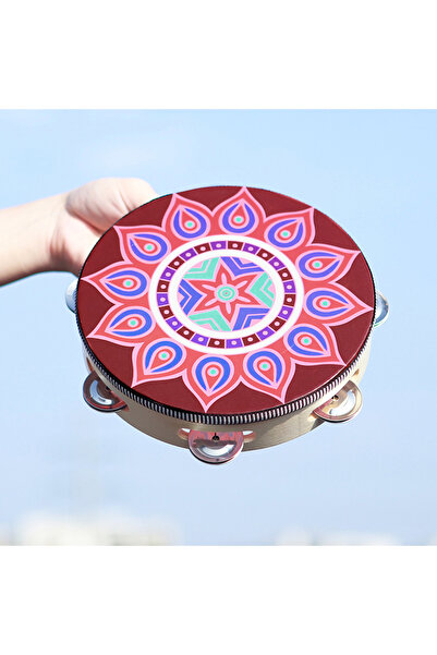 Choice 8 Inch Tambourine 5 IRIN 8 Inch Tambourine Handbell Hand Drum Colourful Wooden Tambourine For Dance