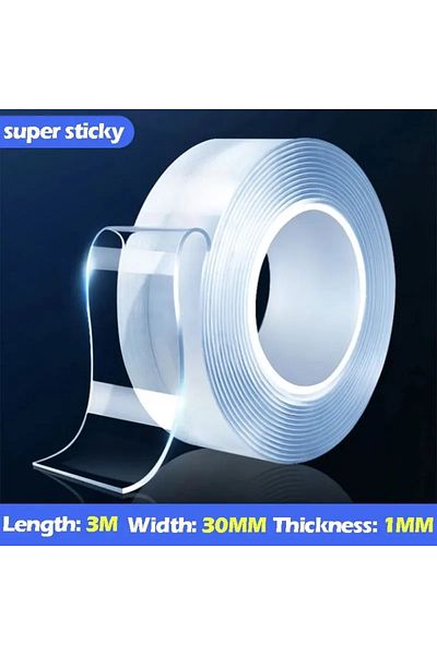 Choice 3 M 1/3/5m Nano Double Sided Tape Heavy Duty Transparent Adhesive Strips Strong Sticky Multipurpose