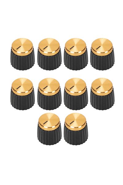 Choice Gold Color Daierbump 10pcs 6.35mm Potentiometer Knob Guitar Amp Amplifier Knob Black Volume Control