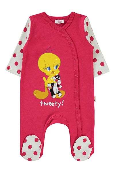 TWEETY 1-6 Months Baby Girl Ecru Jumpsuit - With Booties