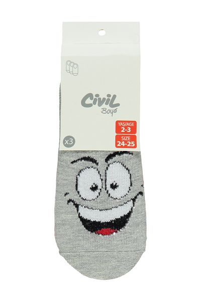 Civil Boys Boy's 3-Piece Ballerina Socks, Gray Tone, Age Range 2-12