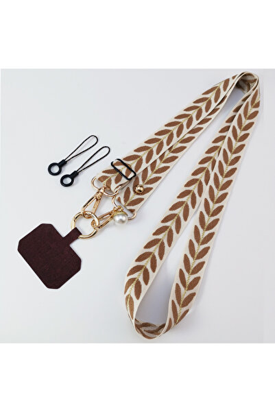 Choice حبل هاتف بني طويل عالمي قابل للتعديل على شكل ورقة شجر للنساء، حزام كتف...