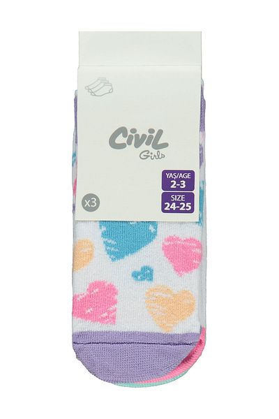 Civil Girls White Booties Socks for Girls 2-12 Years Old Set of 3