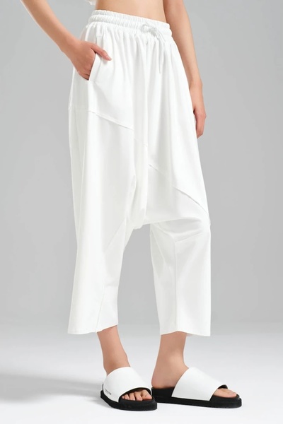tw3 Γυναικείο φαρδύ παντελόνι με ελαστική μέση από πλεκτό ύφασμα