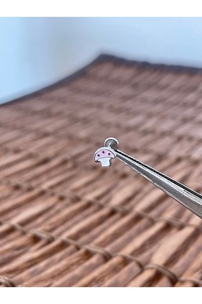 Rupen Kraft 316 L Surgical Steel Enamel Mushroom Lip Cartilage Helix Tragus Piercing 8mm X 1.2mm