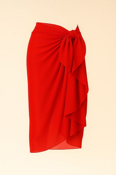 Paciqa Red Long Summer Chiffon Beach Pareo 80X150 cm Breathable Thin Fabric