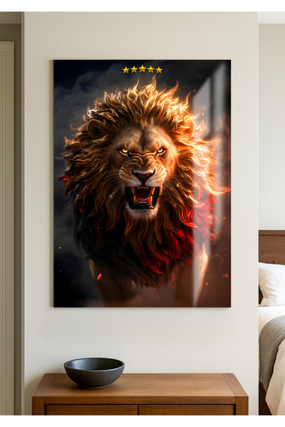 Vionart Home “Aslanın Ateşi” Cam Tablo