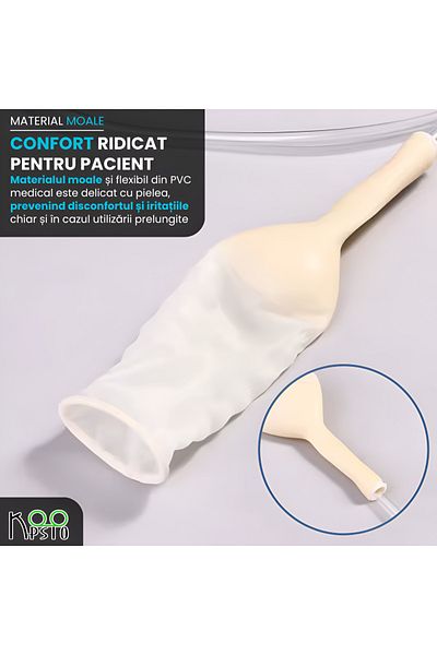 Koopsio Urinary Drainage Bag, Urinary Condom, , 1000ml, Medical Pvc, Transparent, Individually Packaged