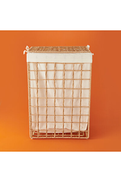 Evidea Living Astarlı Çamaşır Sepeti - Kahverengi - 60 lt