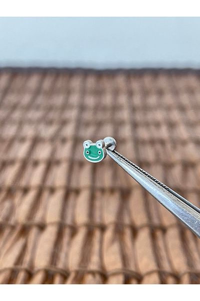 Rupen Kraft 316 L Surgical Steel Enamel Frog Lip Cartilage Helix Tragus Piercing 8mm X 1.2mm