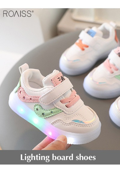 ROAISS Boys and Girls Fashionable Sports Shoes Lighting Toddler Walking Shoes