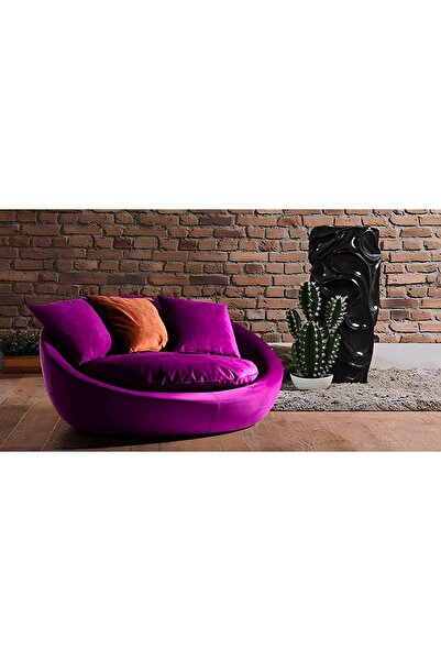 BOZKOÇHOME Ruby Yuvarlak 360° Döner Berjer Kadife Tekli Koltuk Modern Konforlu