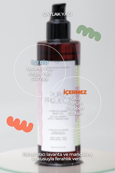 Pure Project Lavanta, Argan Ve Gül Yağı Içeren Hamilelik Çatlak Önleyici Ve Karşıtı Cilt Bakım Yağı