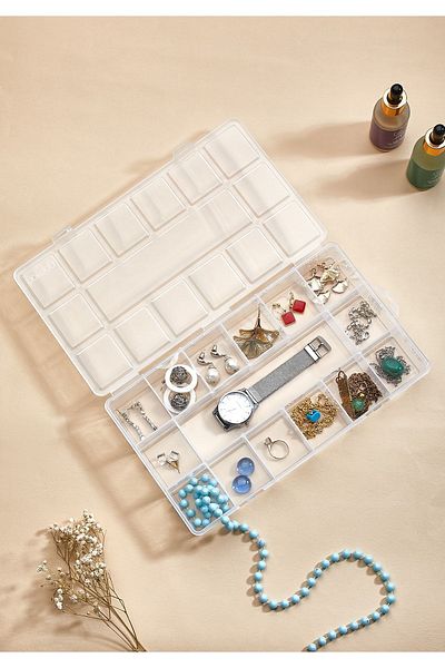 HOMİNG Necklace Ring Accessory Storage and Organizer Jewelry and Watch Box 15 Compartments Large Size