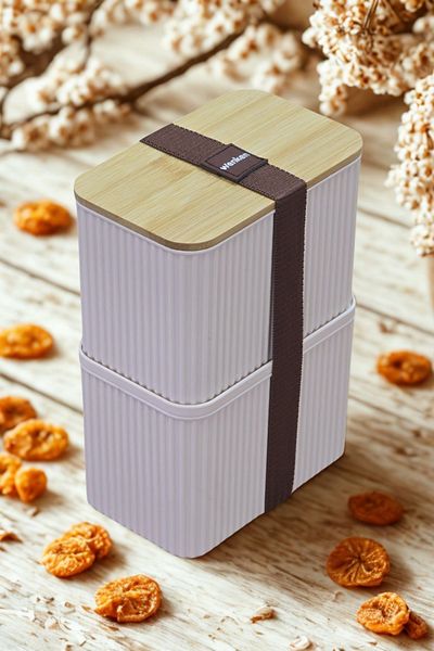 Piev Practical Zebra Double Bamboo Lid Storage Nutrition Container No 3