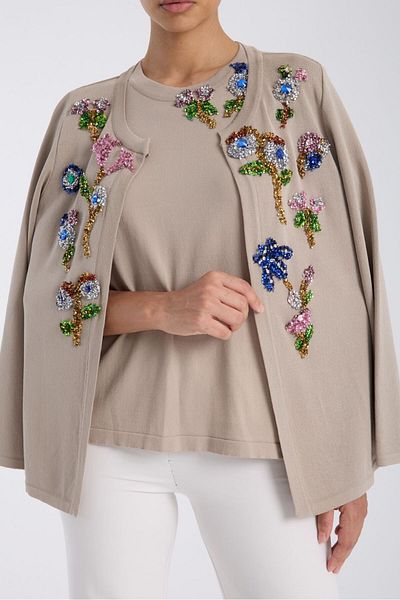 trikobis FLOWER EMBROIDERY DETAILED SPECIAL DESIGN Knitwear Cardigan