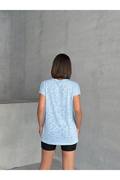 Miss Prova Μπλουζάκι με μαλακή υφή με σχισμές στο πλάι Μπλε MISSTS2522