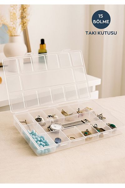 HOMİNG Necklace Ring Accessory Storage and Organizer Jewelry and Watch Box 15 Compartments Large Size