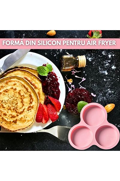 OEM Silicone Mold for Fryer, Oven, 3 Compartments, Non-Stick, Reusable, Pink