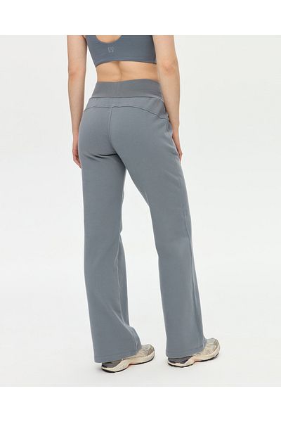 Ayma Active Pantaloni de sport largi, albastru, din bumbac organic, cu talie înaltă