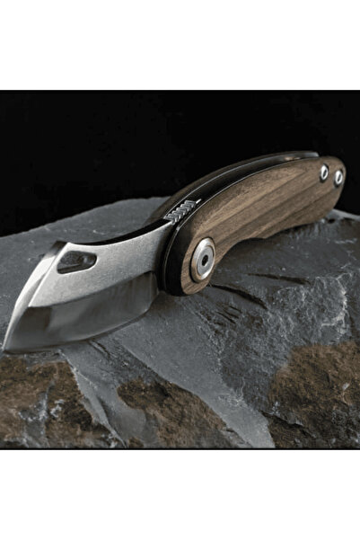 Tesbihane Ceviz Ağacı Saplı Kilit Mekanizmalı Isme Özel Yazılı Dövme Çelikten Avcı Ve Kamp Bıçağı - F104