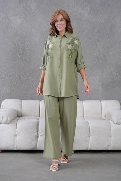BURRASCA Oversize Linen Set with Embroidered Stones
