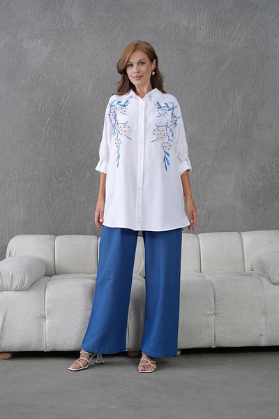 BURRASCA Oversize Linen Set with Embroidered Stones