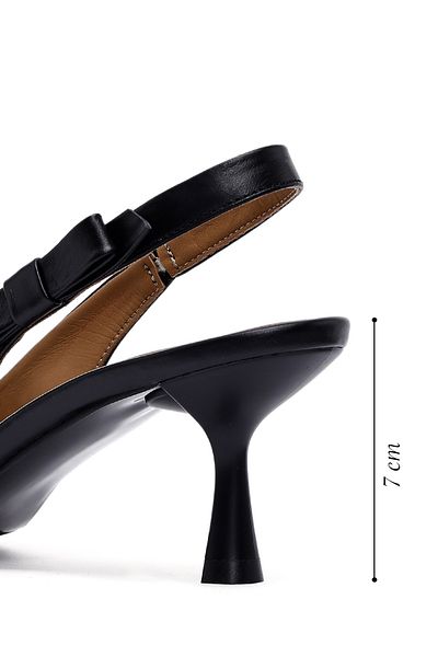Derimod Women's Black Open Back Thin Heeled Leather Shoes 25Sfd132018