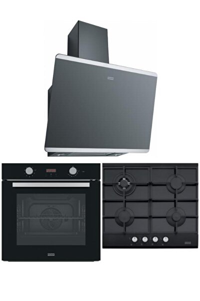 Franke Siyah Ankastre Set (FHNG 4G TC BK C OCAK/FSL 86 H FIRIN/FPJ 615 V BK SS DAVLUMBAZ)