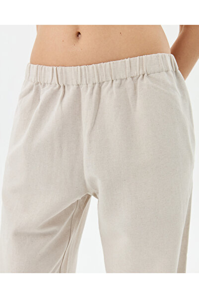 Ayma Active Beige Women's Linen Look Easy West Pants