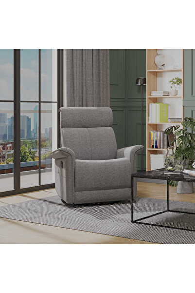 Adore Mobilya Monoca Döner ve Sallanır Mekanizmalı Baba ve TV Koltuğu-Bej-Gri 87x97x102 cm