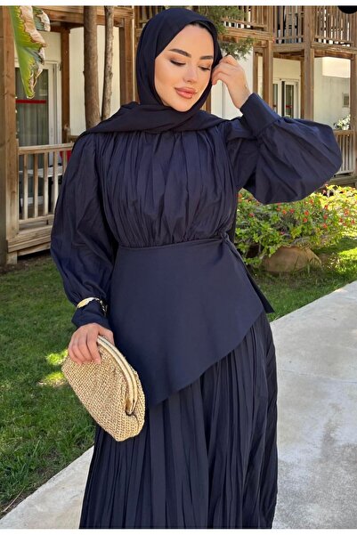 DEMET Valeria Krinkıl Asimetrik Bağlamalı Kraş Uzun Elbise