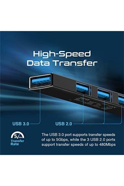 Promate موزع USB-C متعدد المنافذ، محول OTG خفيف الوزن 4 في 1، LiteHub-4-أسود