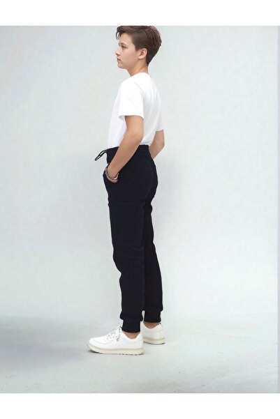 Joui Co Children's Knitted Combed Cotton School Pants with Elastic Waist and Legs